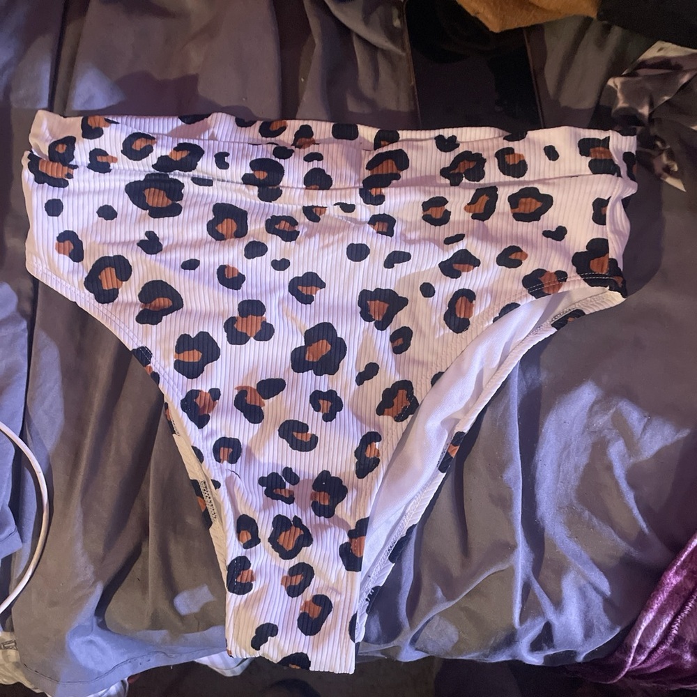 Leopard Print High-Waisted Bikini Bottoms